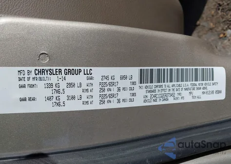 2014 Chrysler Town & Country Touring-L z USA, uszkodzony, nr VIN 2C4RC1CG2ER273452